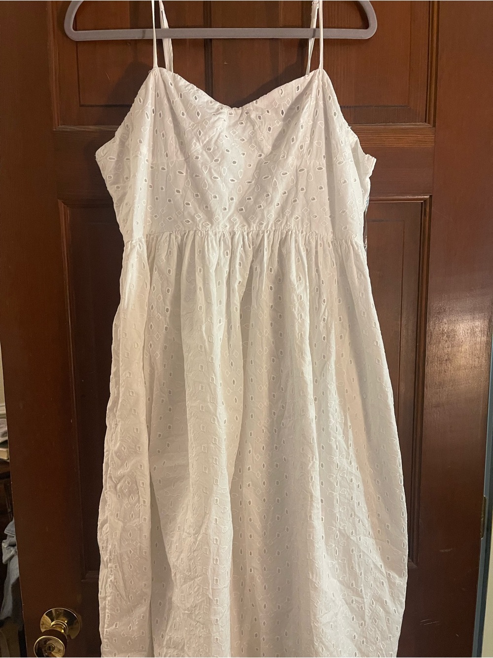a new day White Eyelet Spaghetti-Strap Midi Dress